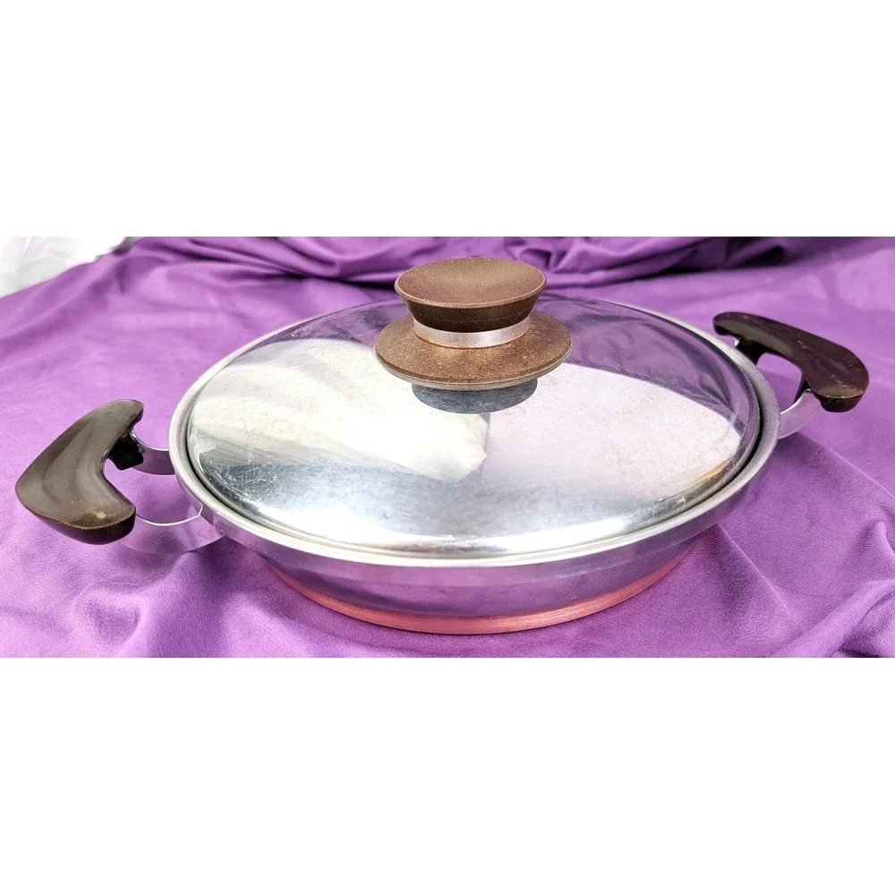 1950's Presto Pride Copper Bottom Pan/skillet Saute 9 Inch With Lid 2 Handle VTG